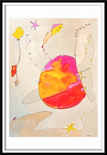 Peinture intitulée "cerf volant de siam" par Karine Lenard, Œuvre d'art originale