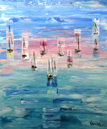 Картина под названием "Au-delà des horizons" - Karine Locke, Подлинное произведение искусства, Акрил Установлен на Деревянна…