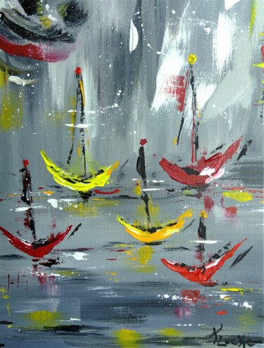 En pleine nuit Peinture intitulée "En pleine nuit" par Karine Locke, Œuvre d'art originale, Acrylique Monté sur Châssis
