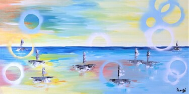 Painting titled "Calme plat" by Karine Locke, Original Artwork, Acrylic