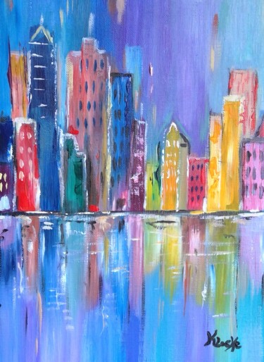 Peinture intitulée "New-York" par Karine Locke, Œuvre d'art originale, Acrylique