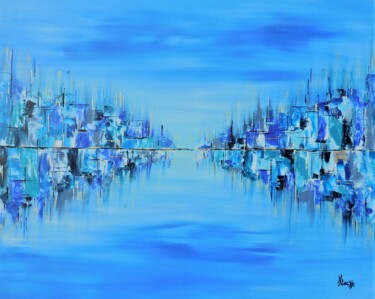 Painting titled "Bleu glacier" by Karine Locke, Original Artwork, Acrylic