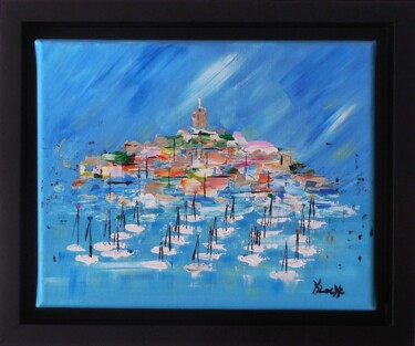 Painting titled "Marseille" by Karine Locke, Original Artwork, Acrylic Mounted on Wood Stretcher frame