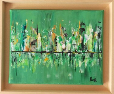 Schilderij getiteld "Dans la jungle" door Karine Locke, Origineel Kunstwerk, Acryl Gemonteerd op Frame voor houten brancard