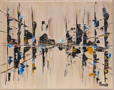 Peinture intitulée "Physique quantique" par Karine Locke, Œuvre d'art originale, Acrylique Monté sur Châssis en bois