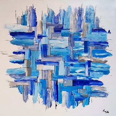 Malerei mit dem Titel "Bleu attitude" von Karine Locke, Original-Kunstwerk, Acryl