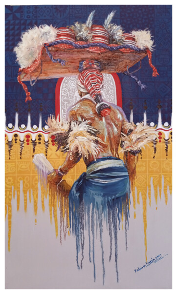 Malarstwo zatytułowany „War dancer” autorstwa Kalu Uche (karis), Oryginalna praca, Olej