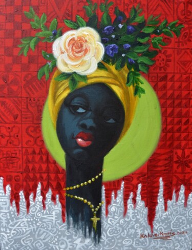 Painting titled "Sister Rose" by Kalu Uche (karis), Original Artwork, Acrylic