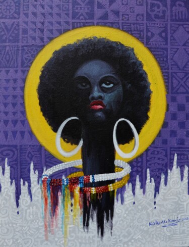 Malerei mit dem Titel "Slay Queen" von Kalu Uche (karis), Original-Kunstwerk, Acryl