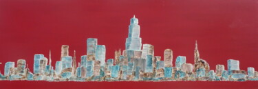 Peinture intitulée "City Rouge" par Karl Blanchet, Œuvre d'art originale, Acrylique