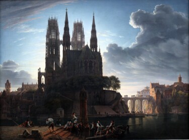 绘画 标题为“Cathédrale gothique…” 由Karl Friedrich Schinkel, 原创艺术品, 油