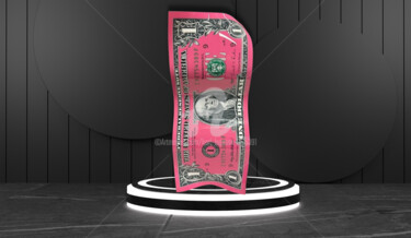 Skulptur mit dem Titel "One Dollar Pink Shi…" von Karl Lagasse, Original-Kunstwerk, Aluminium
