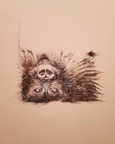 Рисунок под названием "Gorille" - Karl Robial, Подлинное произведение искусства, Чернила