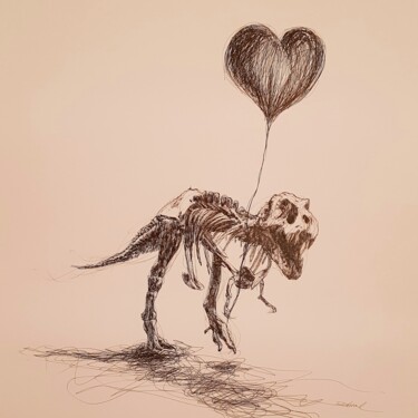 Drawing titled "Dino" by Karl Robial, Original Artwork, Ink