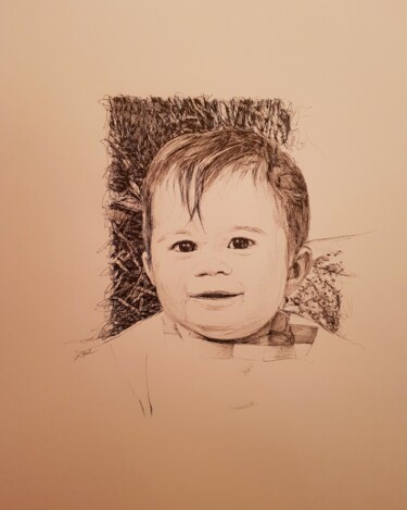 Dibujo titulada "Bébé" por Karl Robial, Obra de arte original, Tinta