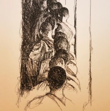 Drawing titled "Angkor 2" by Karl Robial, Original Artwork, Ink