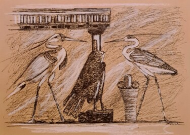 Dessin intitulée "Egypte 5/4/21" par Karl Robial, Œuvre d'art originale, Encre