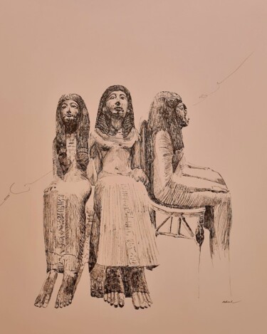 Dessin intitulée "Egypte 2 2/11/22" par Karl Robial, Œuvre d'art originale, Encre