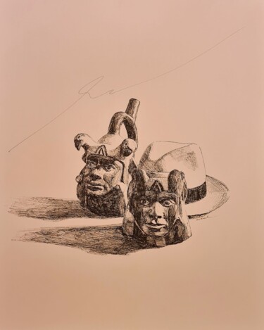 Dessin intitulée "Pérou 2/11/22" par Karl Robial, Œuvre d'art originale, Encre