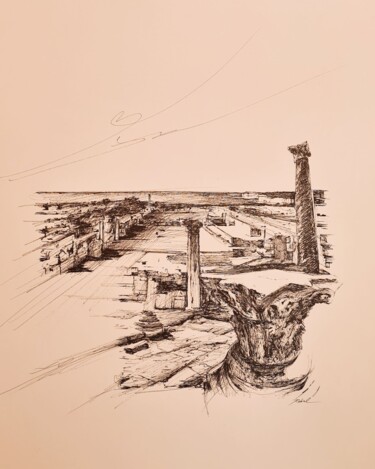 Drawing titled "Kourion chypre 4/11…" by Karl Robial, Original Artwork, Ink