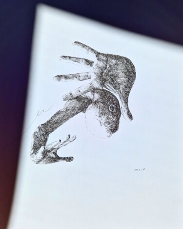 Dessin intitulée "Mains" par Karl Robial, Œuvre d'art originale, Encre