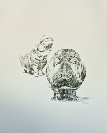 Desenho intitulada "Hippopos 3 2024" por Karl Robial, Obras de arte originais, Tinta