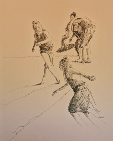 Tekening getiteld "Danse" door Karl Robial, Origineel Kunstwerk, Inkt
