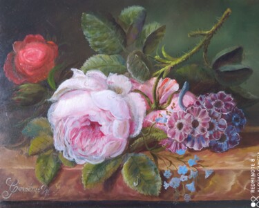 Painting titled "Alte Rose" by Karl-Werner Gerstner, Original Artwork, Oil