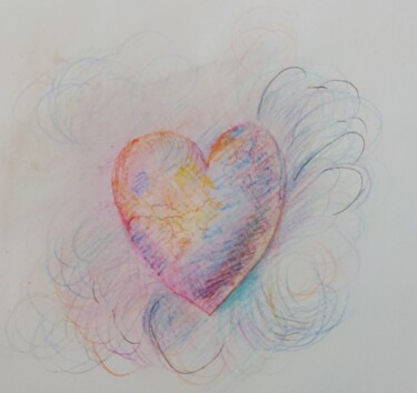 Zeichnungen mit dem Titel "Herz einer Liebe" von Karl-Werner Gerstner, Original-Kunstwerk, Gouache