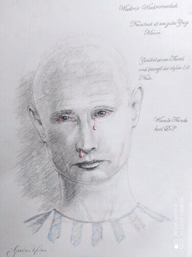 Tekening getiteld "Putin" door Karl-Werner Gerstner, Origineel Kunstwerk, Potlood
