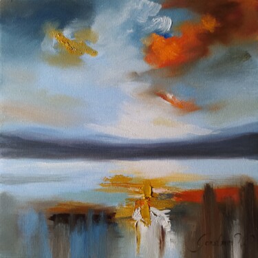 Painting titled "Abendstimmung am Se…" by Karl-Werner Gerstner, Original Artwork, Oil