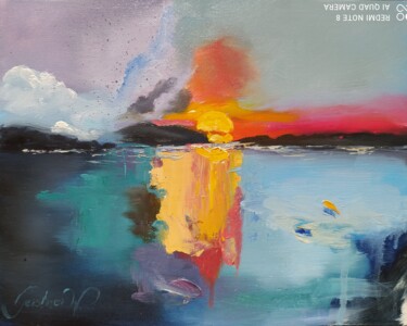 Malerei mit dem Titel "Sunset, Sonnenunter…" von Karl-Werner Gerstner, Original-Kunstwerk, Öl