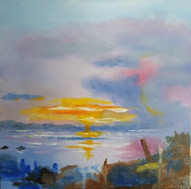 Painting titled "Sunset in yellow. S…" by Karl-Werner Gerstner, Original Artwork, Oil