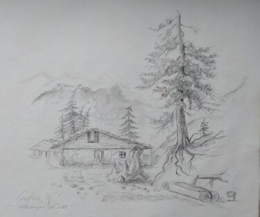 Painting titled "In the mountains. I…" by Karl-Werner Gerstner, Original Artwork, Pencil