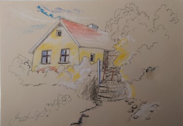 绘画 标题为“House in Alsace. Ha…” 由Karl-Werner Gerstner, 原创艺术品, 粉彩