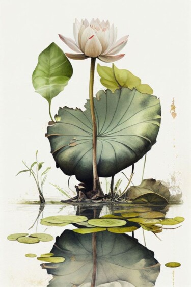 Peinture intitulée "Seerose" par Karl-Werner Gerstner, Œuvre d'art originale, Aquarelle