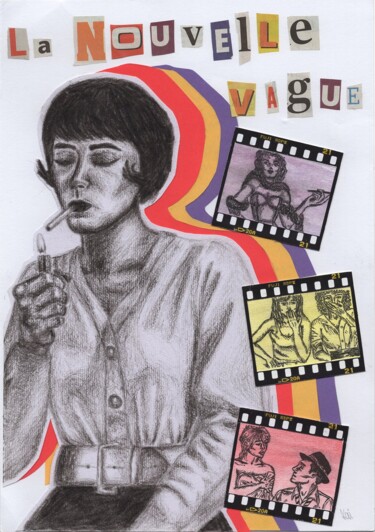 Collages intitolato "La Nouvelle Vague" da Karla Cinke (Kai), Opera d'arte originale, Collages