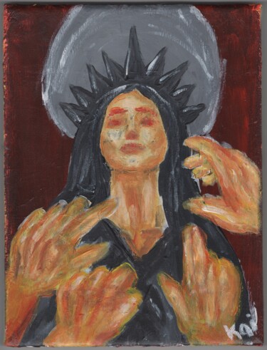 Malerei mit dem Titel "lust / starving han…" von Karla Cinke (Kai), Original-Kunstwerk, Acryl