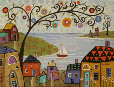 제목이 "Out To Sail"인 미술작품 Karla Gerard로, 원작, 아크릴 나무 들것 프레임에 장착됨