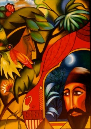 Painting titled "Multi Kulti" by Kafi, Original Artwork, Oil