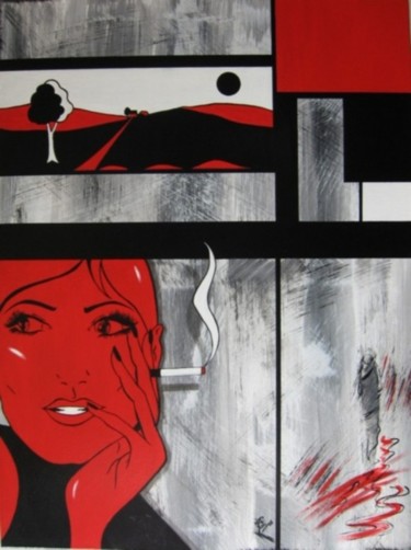 Malerei mit dem Titel "Der Rote Weg" von Kafi, Original-Kunstwerk, Öl