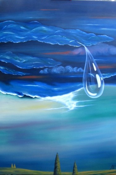 Malerei mit dem Titel "Wasserwolken" von Kafi, Original-Kunstwerk, Öl