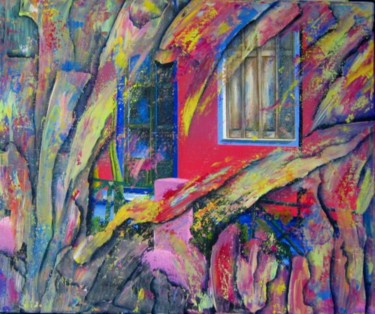 Painting titled "HOUSE IN THE SUN  !" by Kafi, Original Artwork, Oil