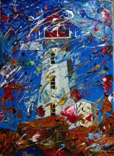 Painting titled "SIGNAL TOWER" by Kafi, Original Artwork, Oil