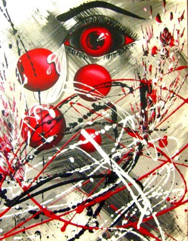 Malerei mit dem Titel "RED 2 !" von Kafi, Original-Kunstwerk, Öl