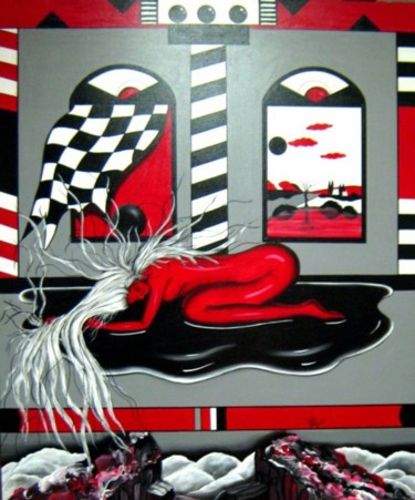 Malerei mit dem Titel "RED 3 !" von Kafi, Original-Kunstwerk, Öl