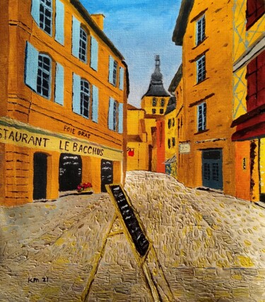 Pintura titulada "Streets Of Sarlat" por Karl Mieluk, Obra de arte original, Acrílico