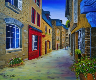 Painting titled "The Old French Stre…" by Karl Mieluk, Original Artwork, Acrylic Mounted on Wood Stretcher frame