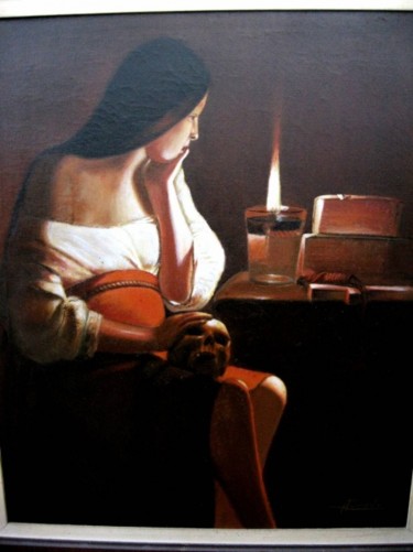 Schilderij getiteld "Magdalena" door Carlos Almada, Origineel Kunstwerk