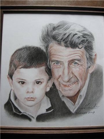 Drawing titled "Germán y Elías" by Carlos Almada, Original Artwork